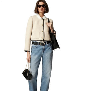 J Crew Tweed lady jacket with leather trim CI623 Size 10 NWT